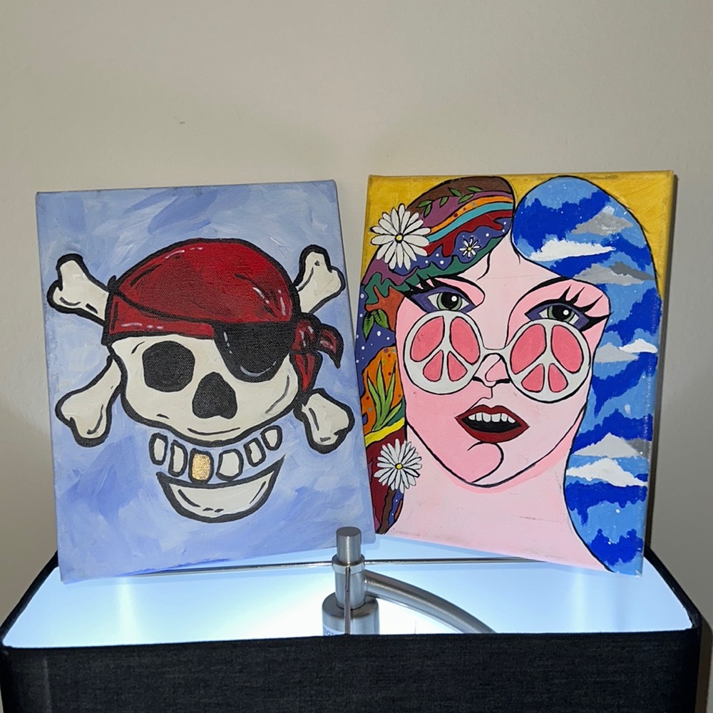 Incredible Artwork on canvas, hand drawn, come in a set of two